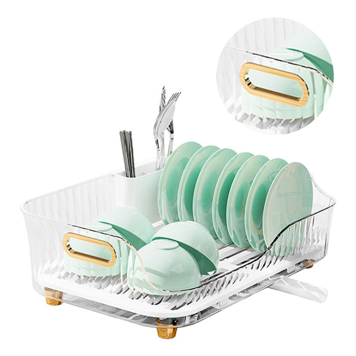 Dish Drying Rack Plastic Visualize Diversion Effluent Dish Diversion Rack for Chopsticks Bowl Plate Spoon Transparent White