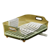Dish Drying Rack Plastic Visualize Diversion Effluent Dish Diversion Rack for Chopsticks Bowl Plate Spoon Transparent Green - Front View