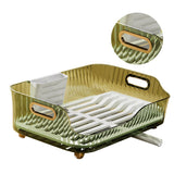 Dish Drying Rack Plastic Visualize Diversion Effluent Dish Diversion Rack for Chopsticks Bowl Plate Spoon Transparent Green - Side View