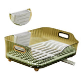 Dish Drying Rack Plastic Visualize Diversion Effluent Dish Diversion Rack for Chopsticks Bowl Plate Spoon Transparent Green - Top-Down View