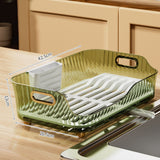 Dish Drying Rack Plastic Visualize Diversion Effluent Dish Diversion Rack for Chopsticks Bowl Plate Spoon Transparent Green