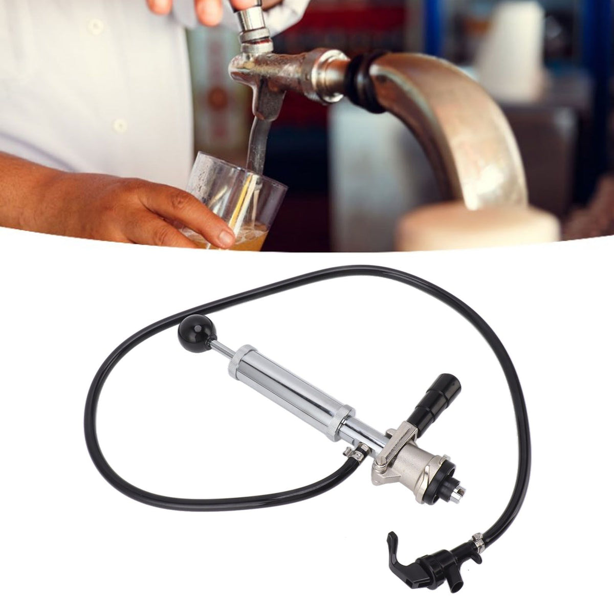 Beer Keg Pump 4inch Stainless Steel Keg Tap Hand Pump Picnic Beer Tap Kit for Homebrew Bars Restaurants Wedding
