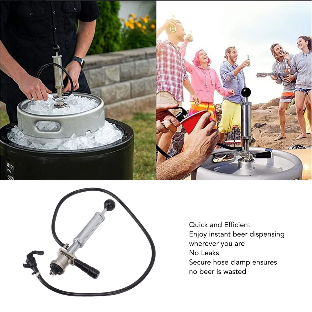 Beer Keg Pump 4inch Stainless Steel Keg Tap Hand Pump Picnic Beer Tap Kit for Homebrew Bars Restaurants Wedding