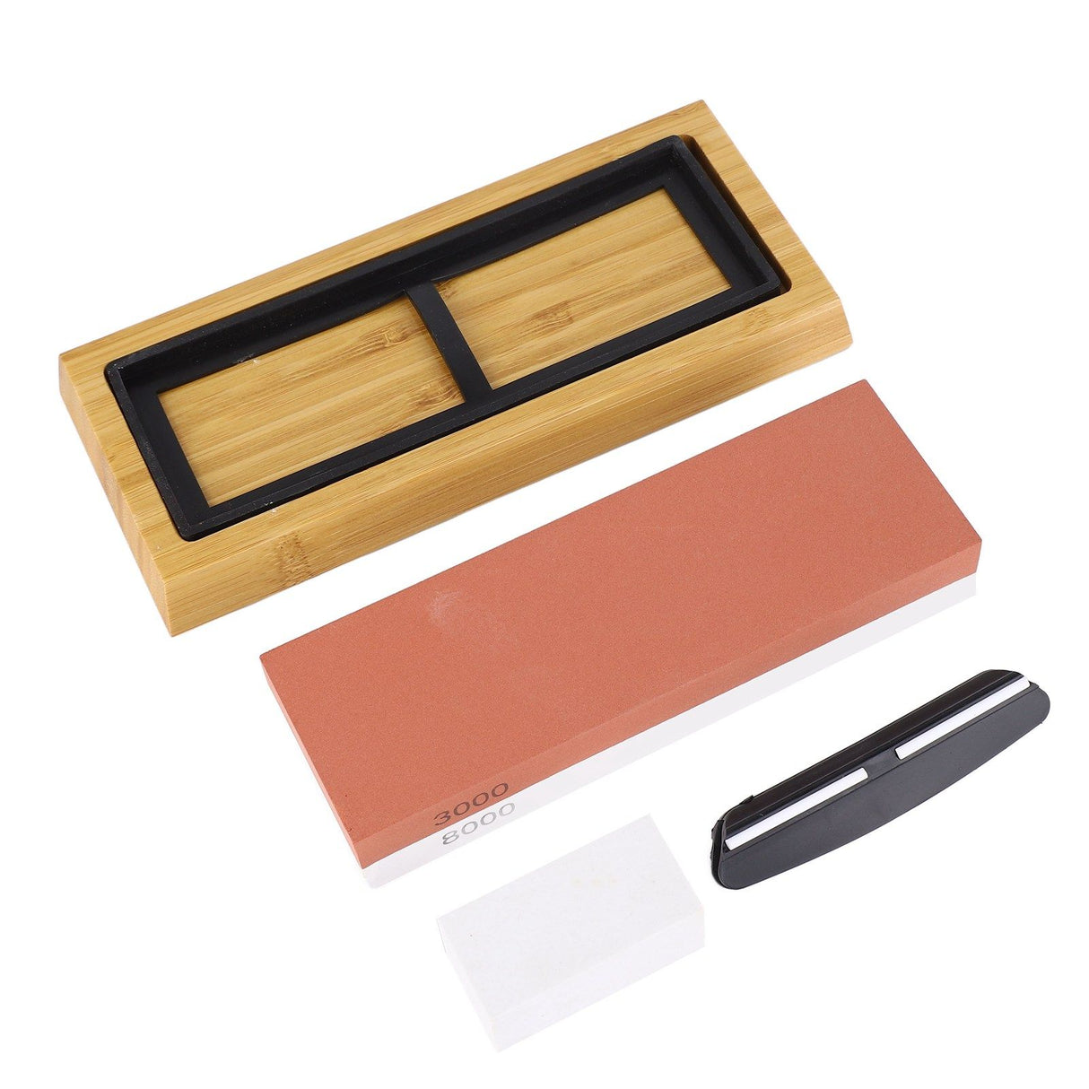 Knife Sharpening Stone 3000 8000 Grit Red White Dual Sided Wooden Base Whetstone for Kitchen Home Restaurant