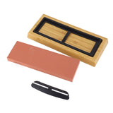Knife Sharpening Stone 3000 8000 Grit Red White Dual Sided Wooden Base Whetstone for Kitchen Home Restaurant - Side View
