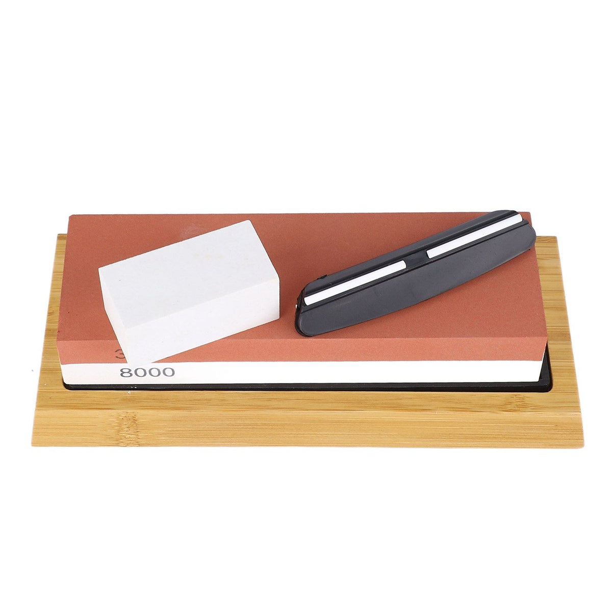 Knife Sharpening Stone 3000 8000 Grit Red White Dual Sided Wooden Base Whetstone for Kitchen Home Restaurant