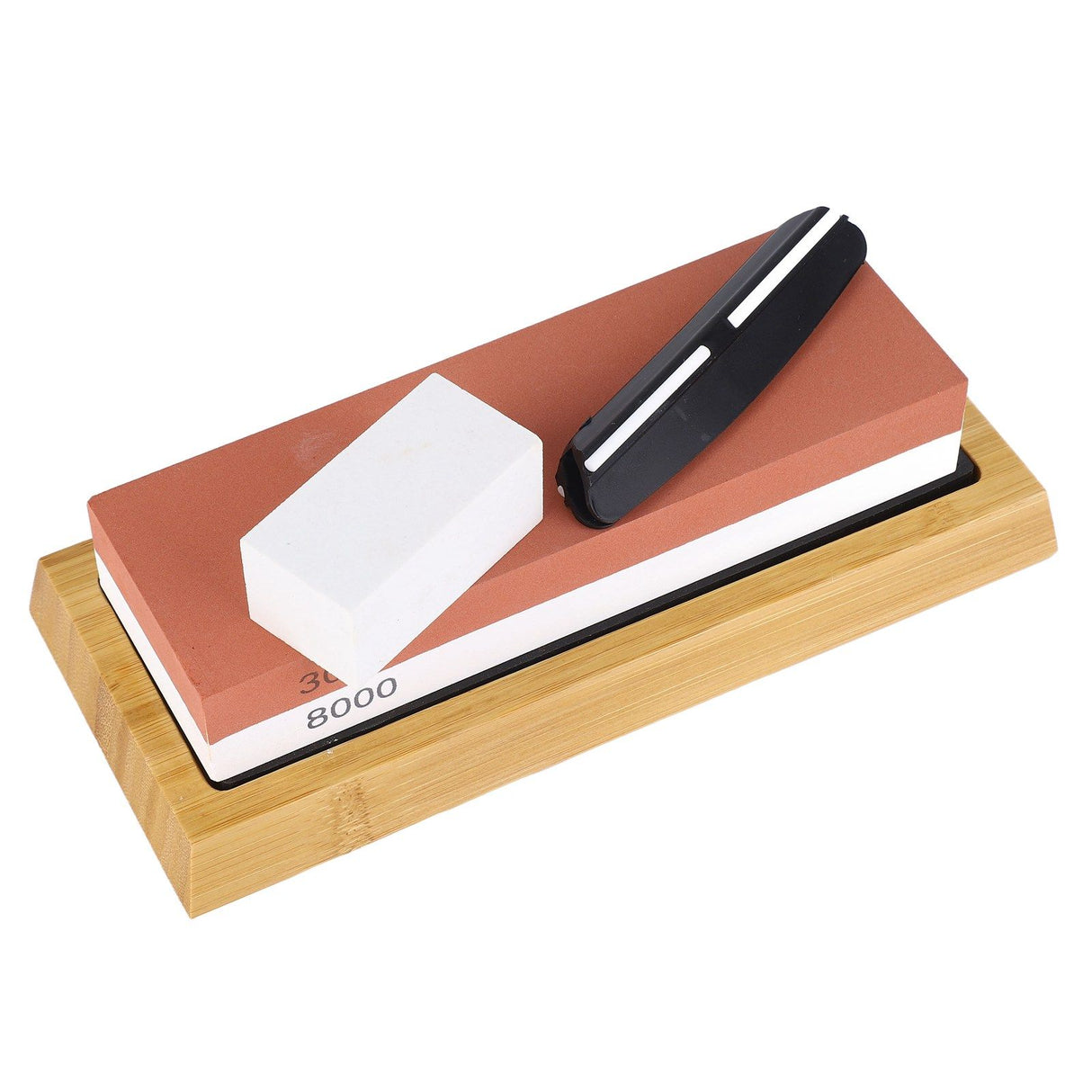 Knife Sharpening Stone 3000 8000 Grit Red White Dual Sided Wooden Base Whetstone for Kitchen Home Restaurant