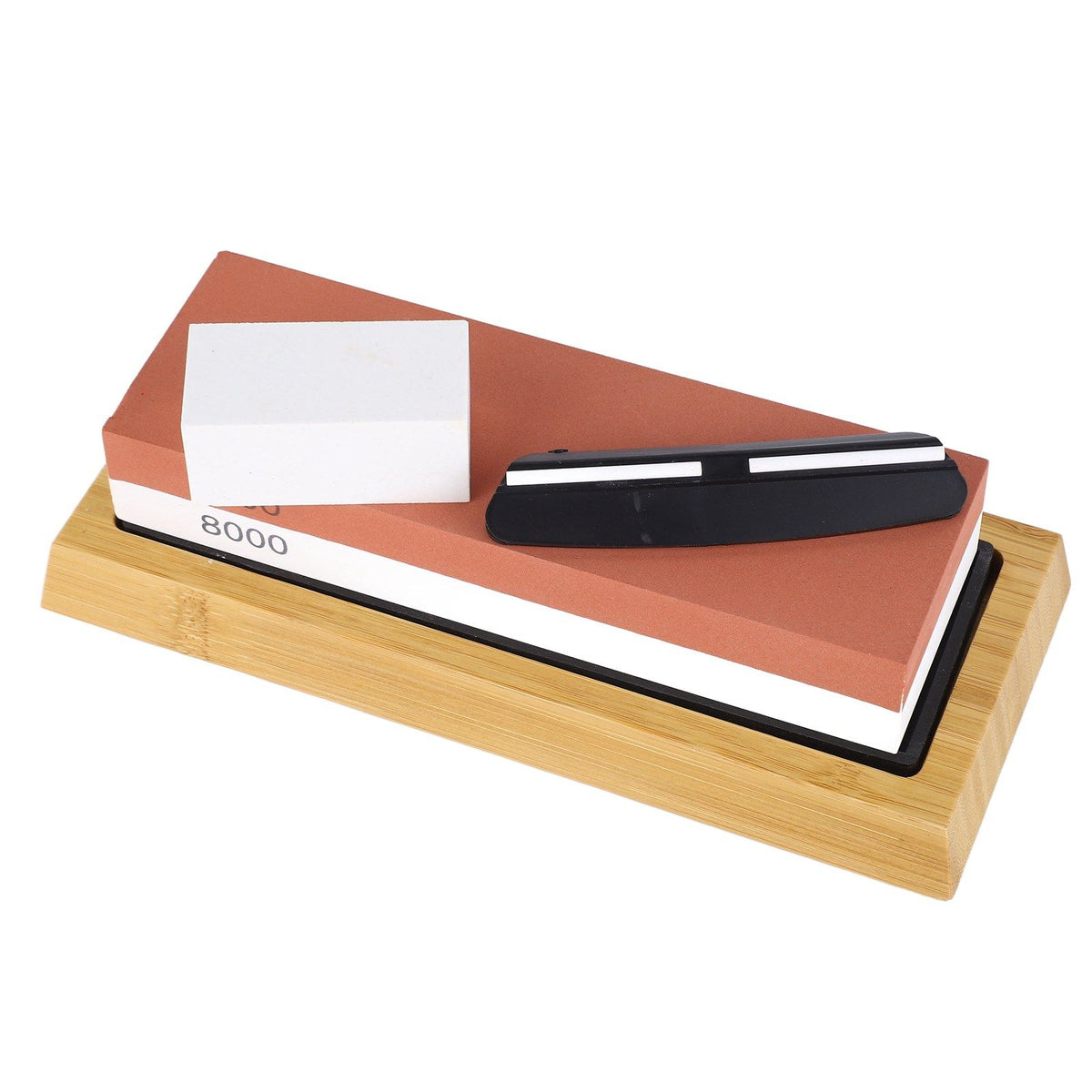 Knife Sharpening Stone 3000 8000 Grit Red White Dual Sided Wooden Base Whetstone for Kitchen Home Restaurant