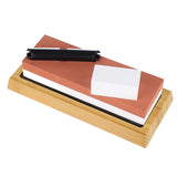 Knife Sharpening Stone 3000 8000 Grit Red White Dual Sided Wooden Base Whetstone for Kitchen Home Restaurant - Low Angle
