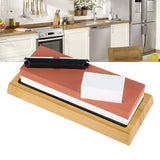 Knife Sharpening Stone 3000 8000 Grit Red White Dual Sided Wooden Base Whetstone for Kitchen Home Restaurant - Extra Image