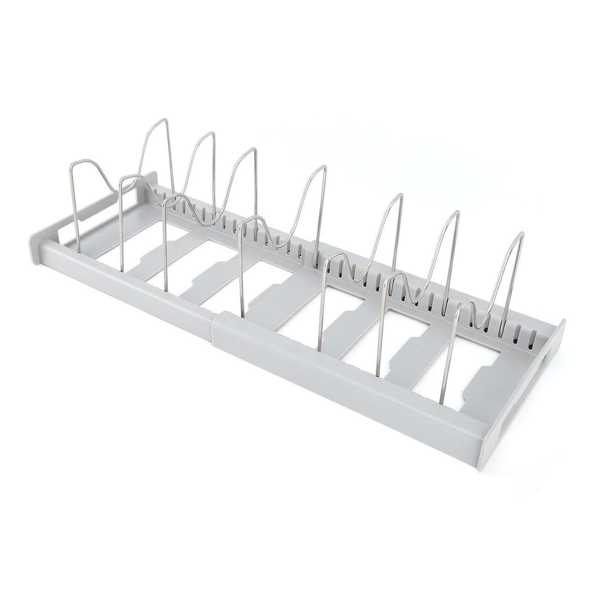 Expandable Pot Organizer Anti Slip Size Adjustable Multi Use Pot Lid Holder for Kitchen Canteen Grey