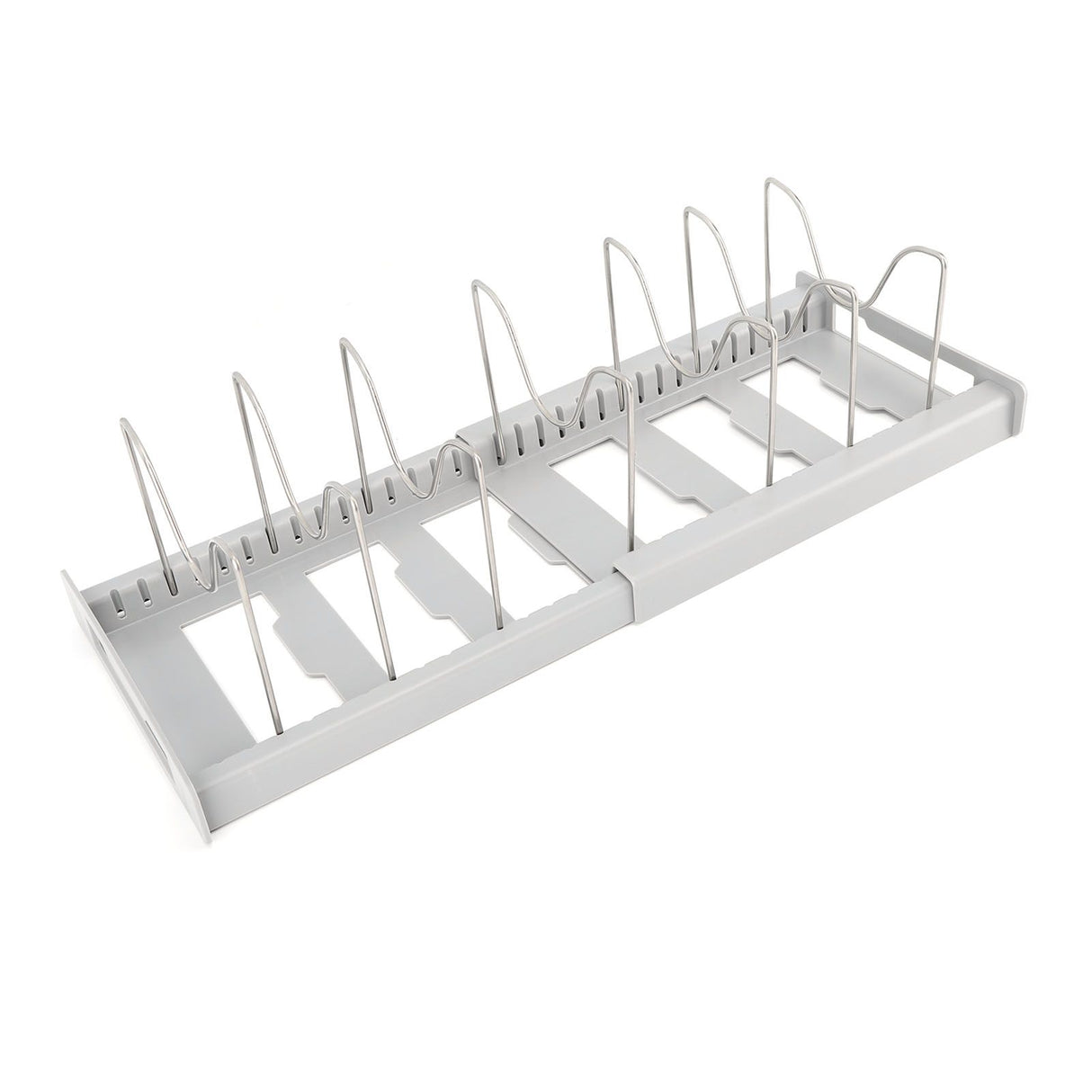 Expandable Pot Organizer Anti Slip Size Adjustable Multi Use Pot Lid Holder for Kitchen Canteen Grey