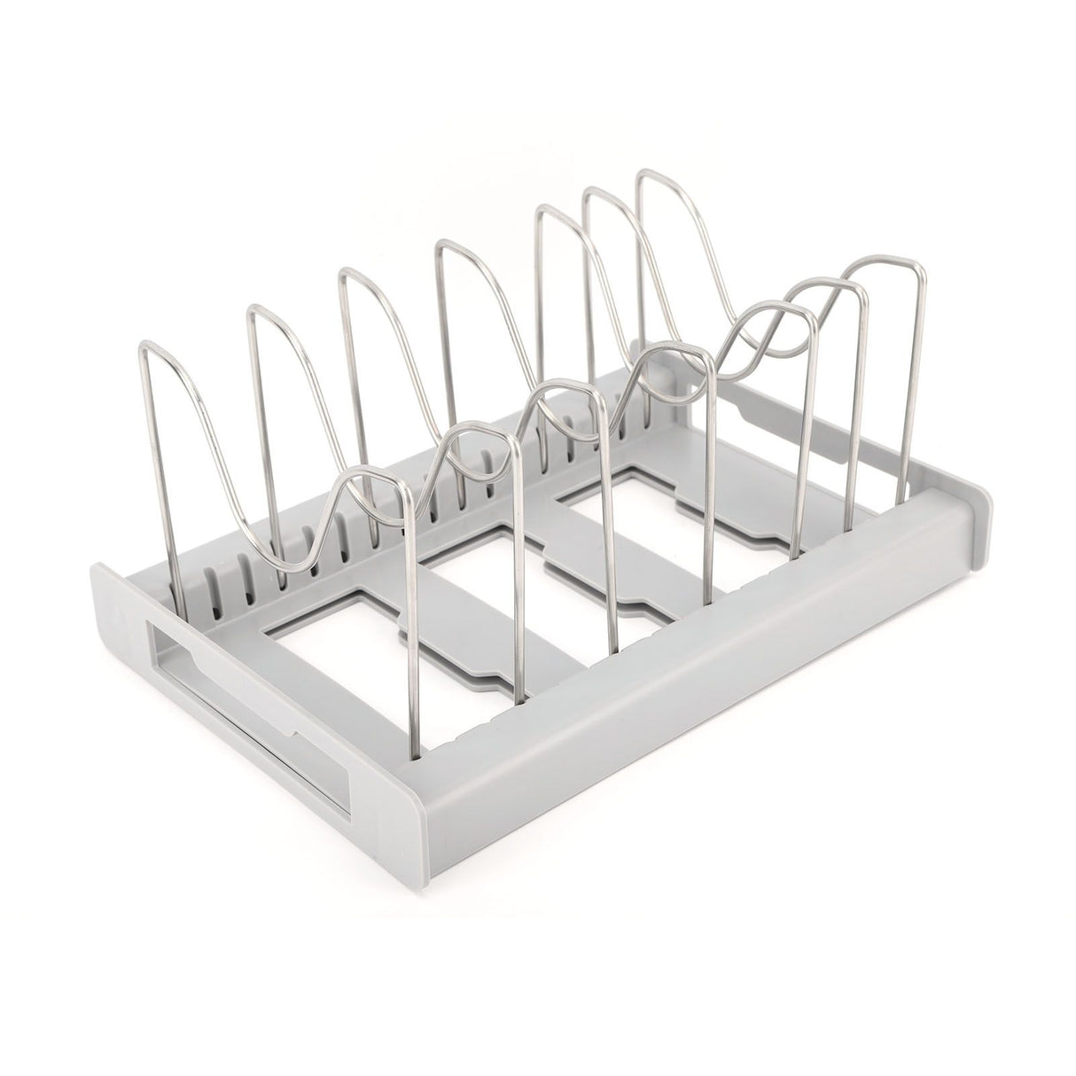 Expandable Pot Organizer Anti Slip Size Adjustable Multi Use Pot Lid Holder for Kitchen Canteen Grey