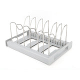 Expandable Pot Organizer Anti Slip Size Adjustable Multi Use Pot Lid Holder for Kitchen Canteen Grey
