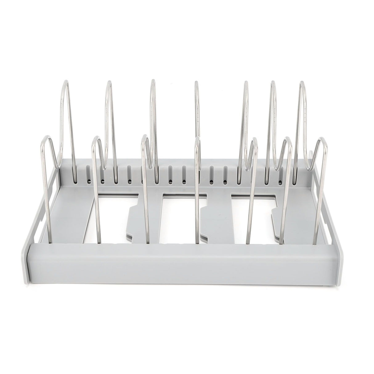 Expandable Pot Organizer Anti Slip Size Adjustable Multi Use Pot Lid Holder for Kitchen Canteen Grey