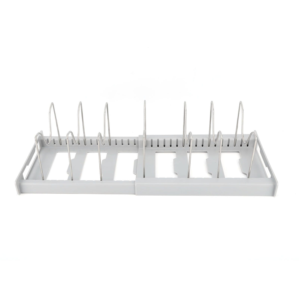 Expandable Pot Organizer Anti Slip Size Adjustable Multi Use Pot Lid Holder for Kitchen Canteen Grey
