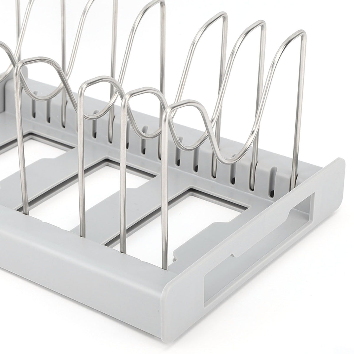 Expandable Pot Organizer Anti Slip Size Adjustable Multi Use Pot Lid Holder for Kitchen Canteen Grey