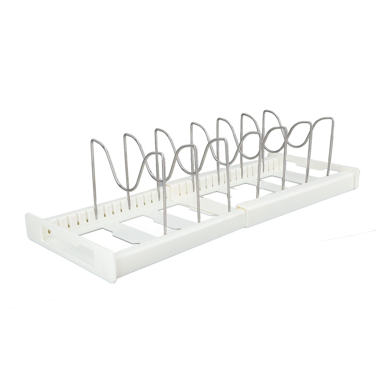 Expandable Pot Organizer Anti Slip Size Adjustable Multi Use Pot Lid Holder for Kitchen Canteen White