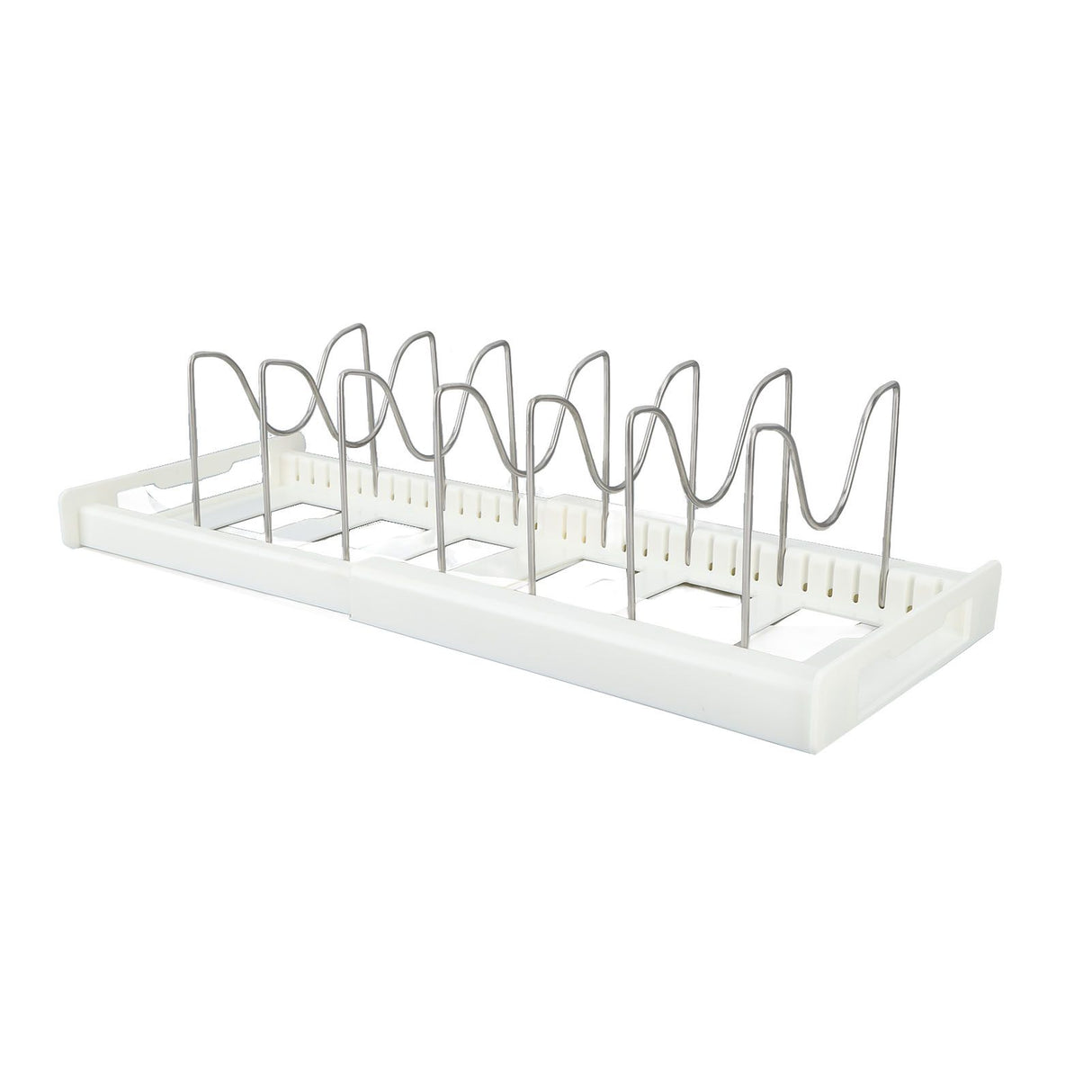 Expandable Pot Organizer Anti Slip Size Adjustable Multi Use Pot Lid Holder for Kitchen Canteen White
