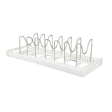 Expandable Pot Organizer Anti Slip Size Adjustable Multi Use Pot Lid Holder for Kitchen Canteen White