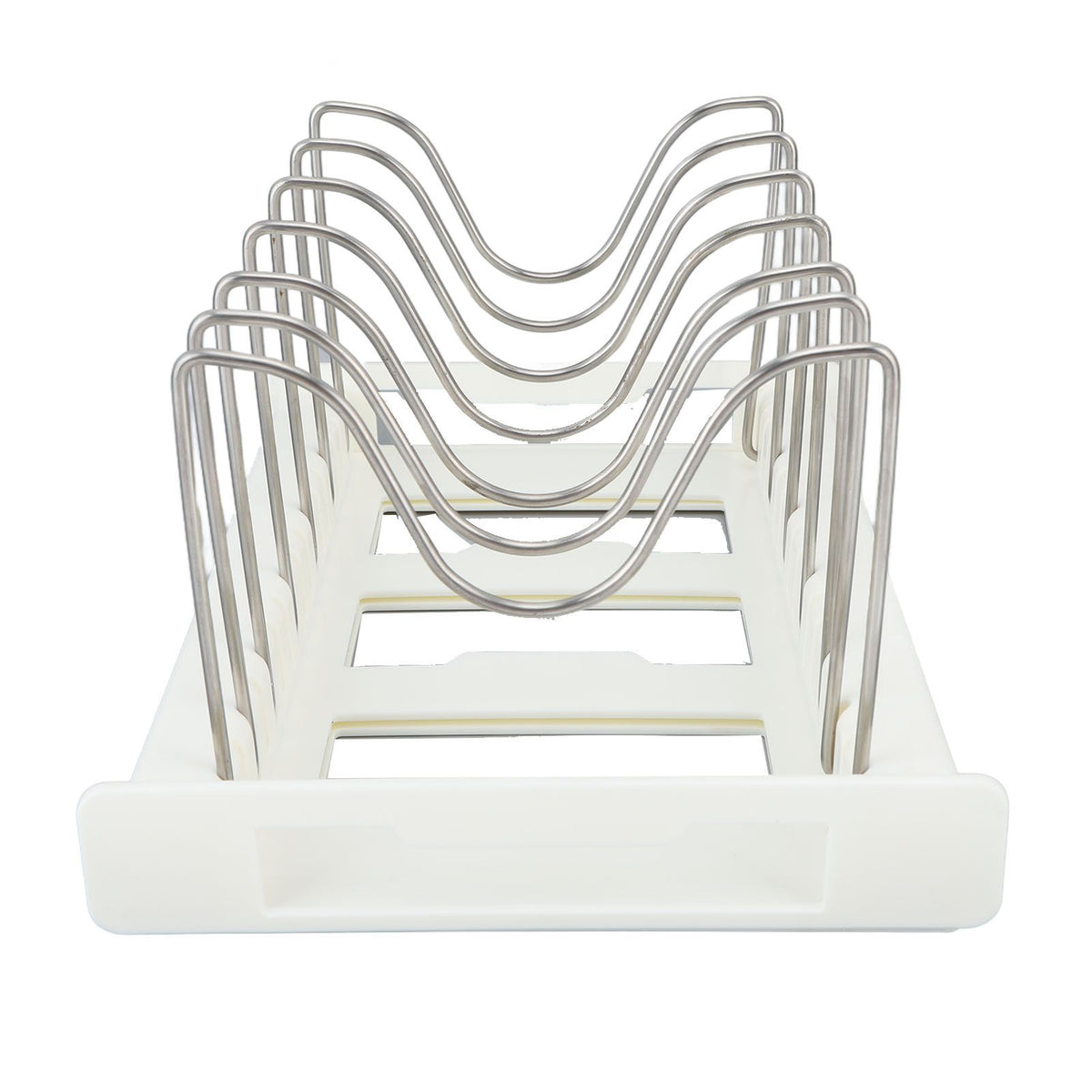 Expandable Pot Organizer Anti Slip Size Adjustable Multi Use Pot Lid Holder for Kitchen Canteen White
