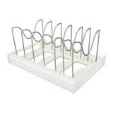 Expandable Pot Organizer Anti Slip Size Adjustable Multi Use Pot Lid Holder for Kitchen Canteen White