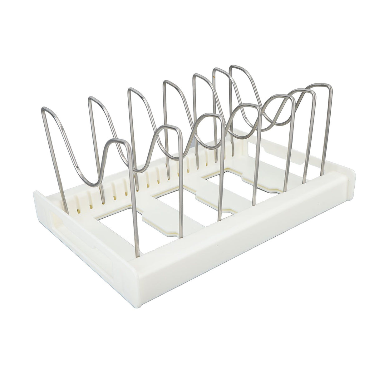 Expandable Pot Organizer Anti Slip Size Adjustable Multi Use Pot Lid Holder for Kitchen Canteen White