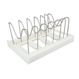 Expandable Pot Organizer Anti Slip Size Adjustable Multi Use Pot Lid Holder for Kitchen Canteen White