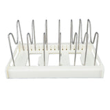 Expandable Pot Organizer Anti Slip Size Adjustable Multi Use Pot Lid Holder for Kitchen Canteen White