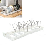 Expandable Pot Organizer Anti Slip Size Adjustable Multi Use Pot Lid Holder for Kitchen Canteen White