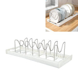 Expandable Pot Organizer Anti Slip Size Adjustable Multi Use Pot Lid Holder for Kitchen Canteen White