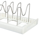 Expandable Pot Organizer Anti Slip Size Adjustable Multi Use Pot Lid Holder for Kitchen Canteen White - Extra Image