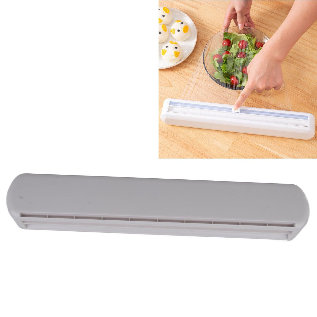 Plastic Wrap Organizer Cling Film Cutter Suction Cup Cling Film Cutting Box Adjustable Storage Cutting Box