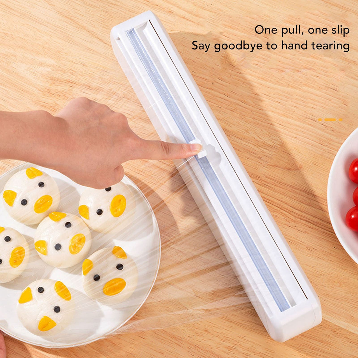 Plastic Wrap Organizer Cling Film Cutter Suction Cup Cling Film Cutting Box Adjustable Storage Cutting Box