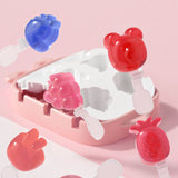 6 Cavities Ice Pop Molds Reusable Silicone Ice Pop Moulds Easy Release Homemade DIY Frozen Ice Cream Mold for Kids Adults Pink - Rear View