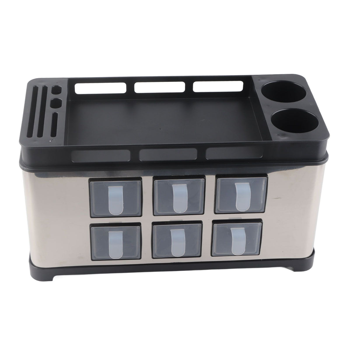 Spice Box Rack Stainless Steel Multifunctional Seasoning Bottle Holder Brush Jar Spoon Storage Organizer for Kitchen Counter Middle
