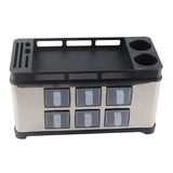 Spice Box Rack Stainless Steel Multifunctional Seasoning Bottle Holder Brush Jar Spoon Storage Organizer for Kitchen Counter Middle