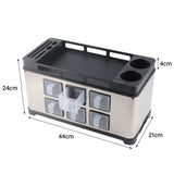 Spice Box Rack Stainless Steel Multifunctional Seasoning Bottle Holder Brush Jar Spoon Storage Organizer for Kitchen Counter Middle
