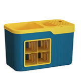 Kitchen Seasoning Storage Rack Plastic Seasoning Storage Rack Multifunctional Knife Rack Spice Organizer Storage Rack Blue and Yellow 4 Cells