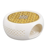 Porcelain Teapot Heater Hollow Frame Round Teapot Warmer Base with Alloy Cushion and Candle Holder - Front View