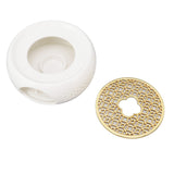 Porcelain Teapot Heater Hollow Frame Round Teapot Warmer Base with Alloy Cushion and Candle Holder - Close-Up Angle