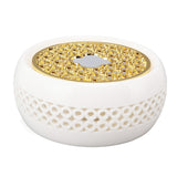 Porcelain Teapot Heater Hollow Frame Round Teapot Warmer Base with Alloy Cushion and Candle Holder