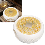 Porcelain Teapot Heater Hollow Frame Round Teapot Warmer Base with Alloy Cushion and Candle Holder