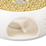 Porcelain Teapot Heater Hollow Frame Round Teapot Warmer Base with Alloy Cushion and Candle Holder
