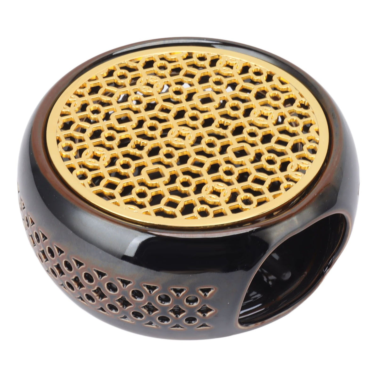 Bronze Brown Tea Light Teapot Warmer Hollow Concave Looking Ceramic Tea Tealight Coffee Heater