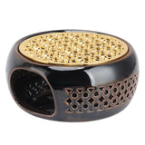 Bronze Brown Tea Light Teapot Warmer Hollow Concave Looking Ceramic Tea Tealight Coffee Heater - Rear View