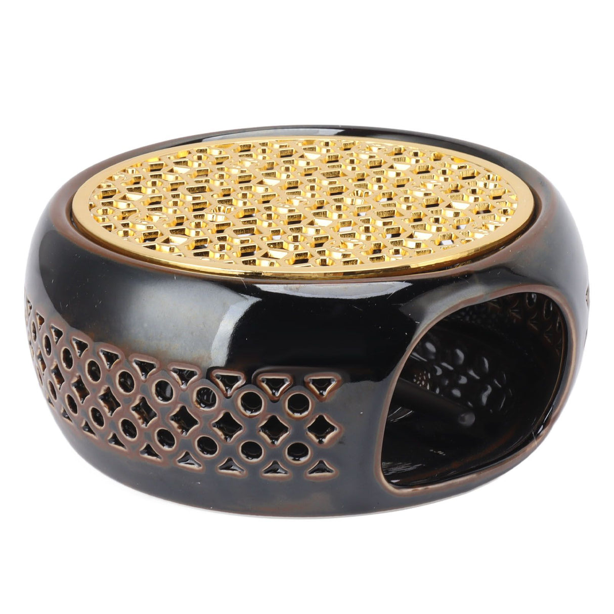 Bronze Brown Tea Light Teapot Warmer Hollow Concave Looking Ceramic Tea Tealight Coffee Heater