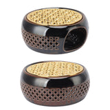 Bronze Brown Tea Light Teapot Warmer Hollow Concave Looking Ceramic Tea Tealight Coffee Heater - Low Angle