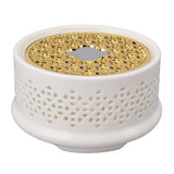 Teapot Warmer Tea Coffee Warmer Base Ceramic Heater with Spoon Lid and Candle Holder White - Top-Down View