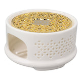 Teapot Warmer Tea Coffee Warmer Base Ceramic Heater with Spoon Lid and Candle Holder White